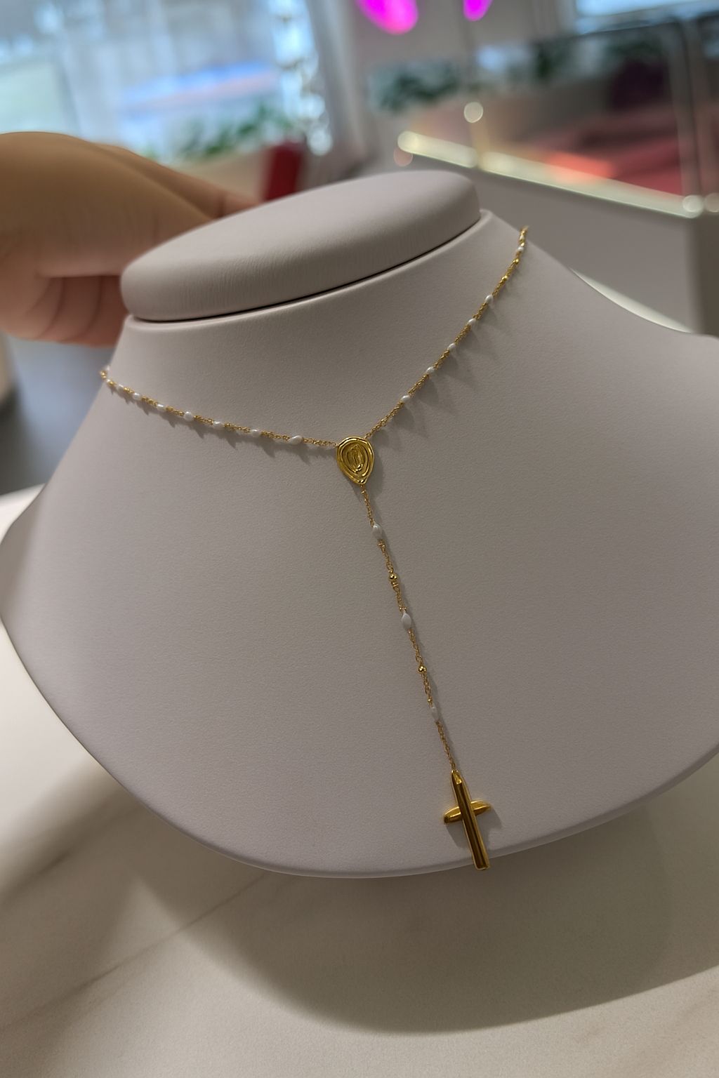 Cadena de Oro 18k Rosario Tres Oros Estilo Cartier