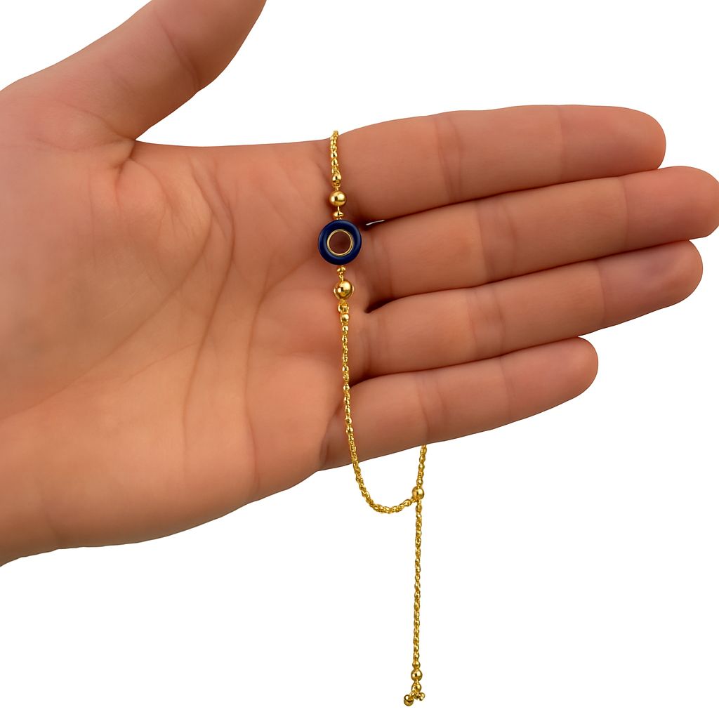 Pulsera Ojo Turco Azul Oro 18k Italiano