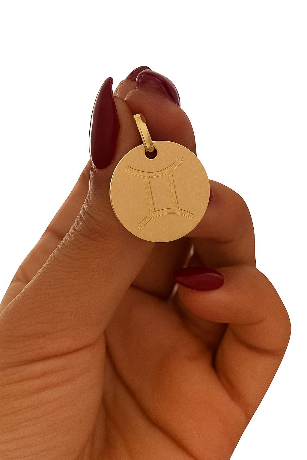 Dije Personalizado Signo Géminis Grabado Láser Oro 18k Italiano