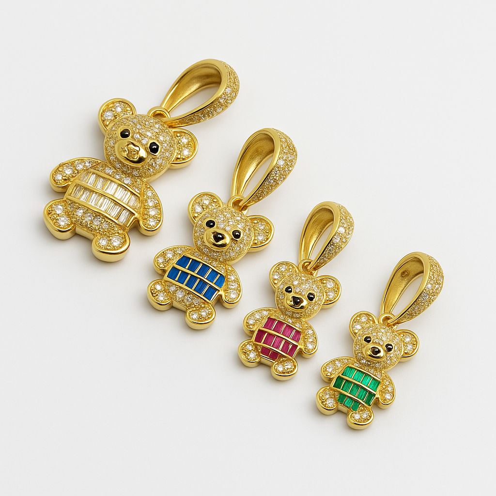 Dijes de Ositos con Pedrería Oro 18k Italiano
