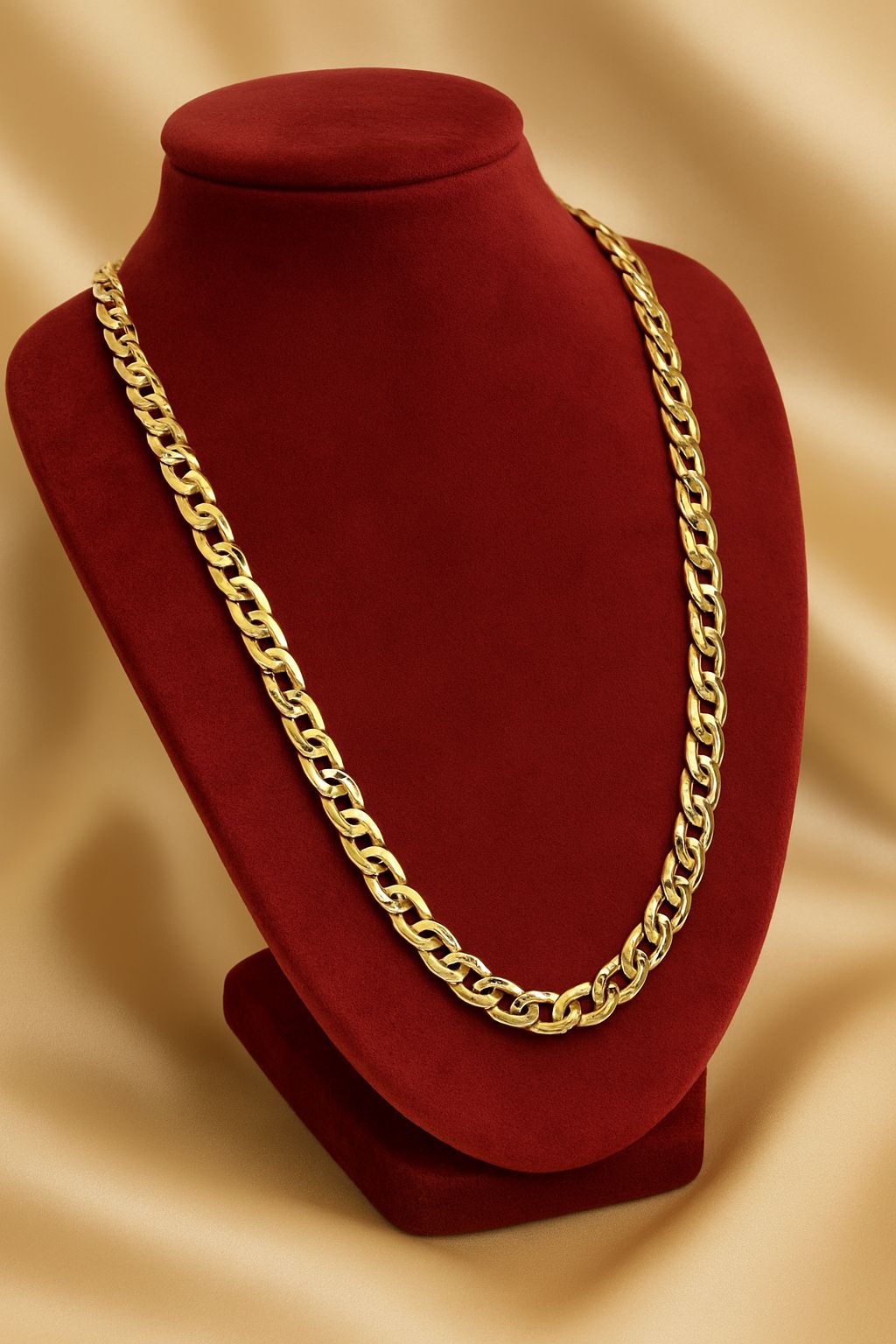 Cadena Tejido Mónaco Oro 18k Italiano Gruesa para Caballeros