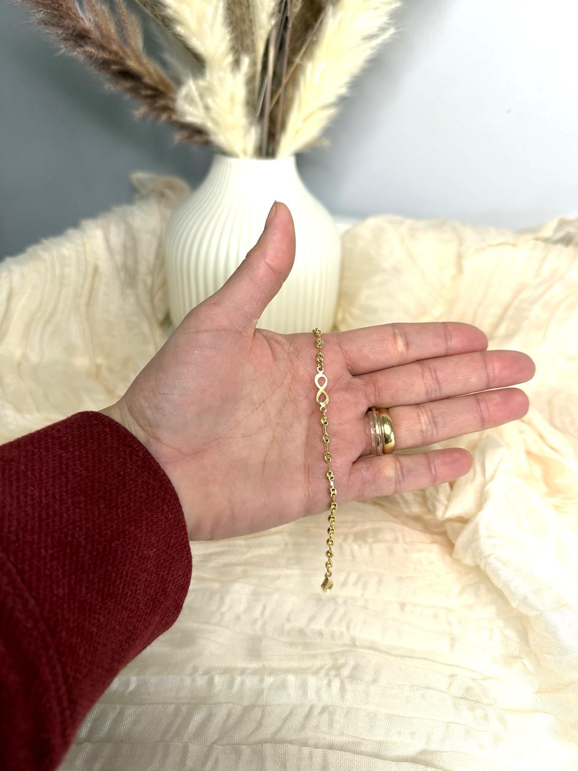 Pulsera de Oro 18K Italiano – Tejido Gucci con Infinito